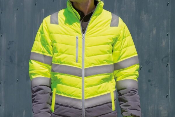 12. Soft Padded Safety Jacket Fluorescent Yellow