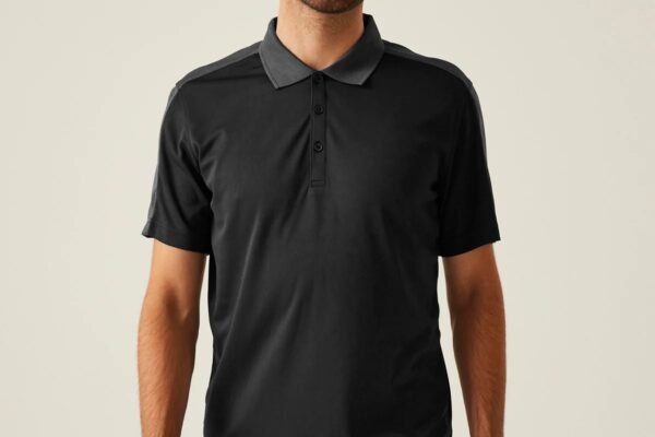 Mens Contrast Shoulder Panel Wicking Polo Shirt