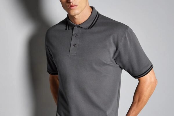 Mens Double Tipped Collar Cuff Short Sleeve Polo Shirt