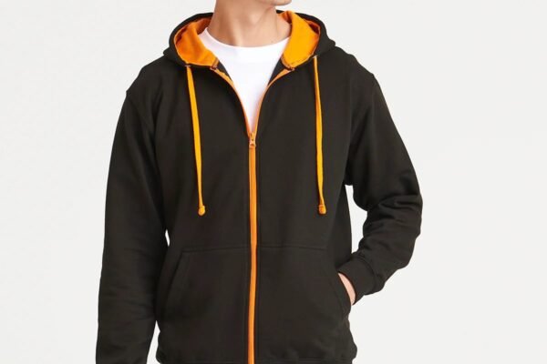 Unisex Contrast Panel Zipper Hoody